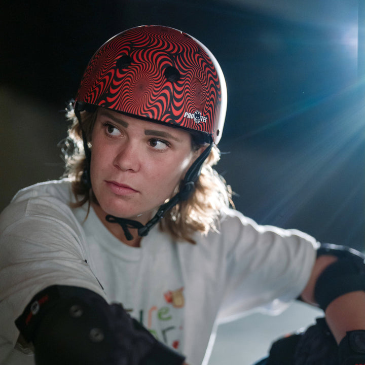 Pro-Tec x Spitfire LOW PRO (Red Swirl) Certified Helmet