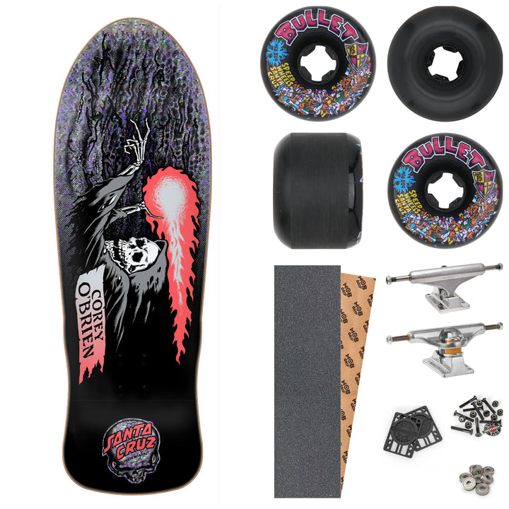 **PRE-ORDER** Santa Cruz O'Brien "Reaper" Silver Kaleidoscope 9.85" Complete Skateboard