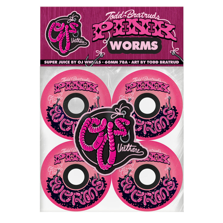 OJ Super Juice Pink Worms 60mm 78a Skateboard Wheels