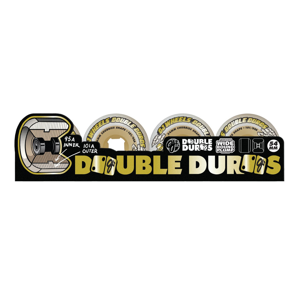 OJ Double Duro White Gum Chubbies 54mm 101a/95a Skateboard Wheels