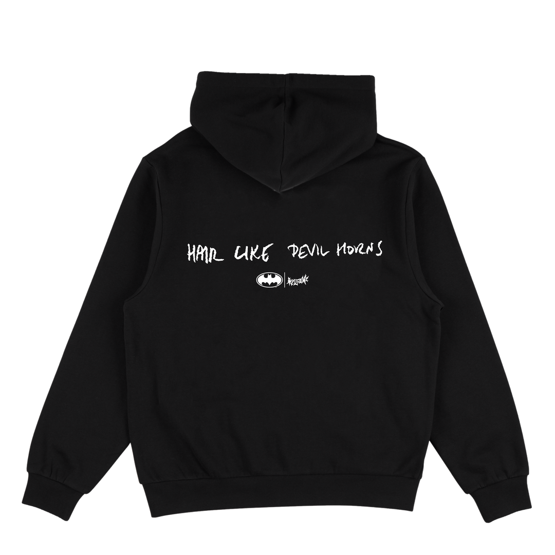 WELCOME X BATMAN DEVIL HORNS HOODED SWEATSHIRT