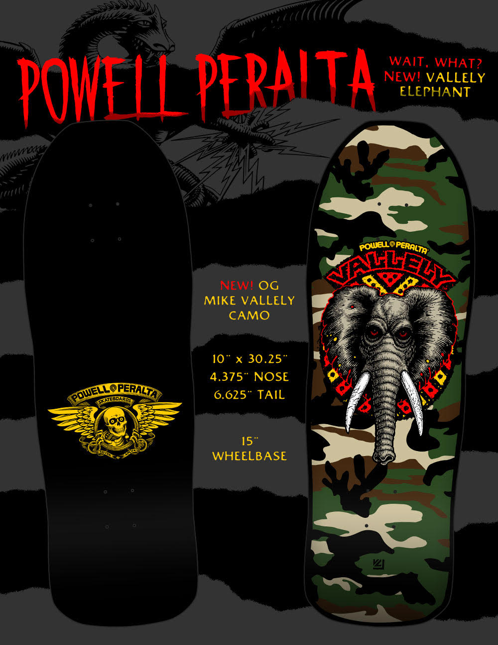 Powell Peralta Mike Vallely Elephant Camo [Autographed] Skateboard Deck