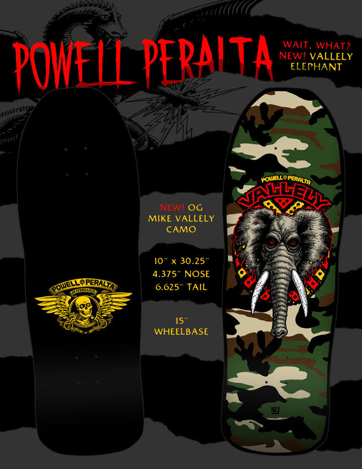 Powell Peralta Mike Vallely Elephant Camo [Autographed] Skateboard Deck
