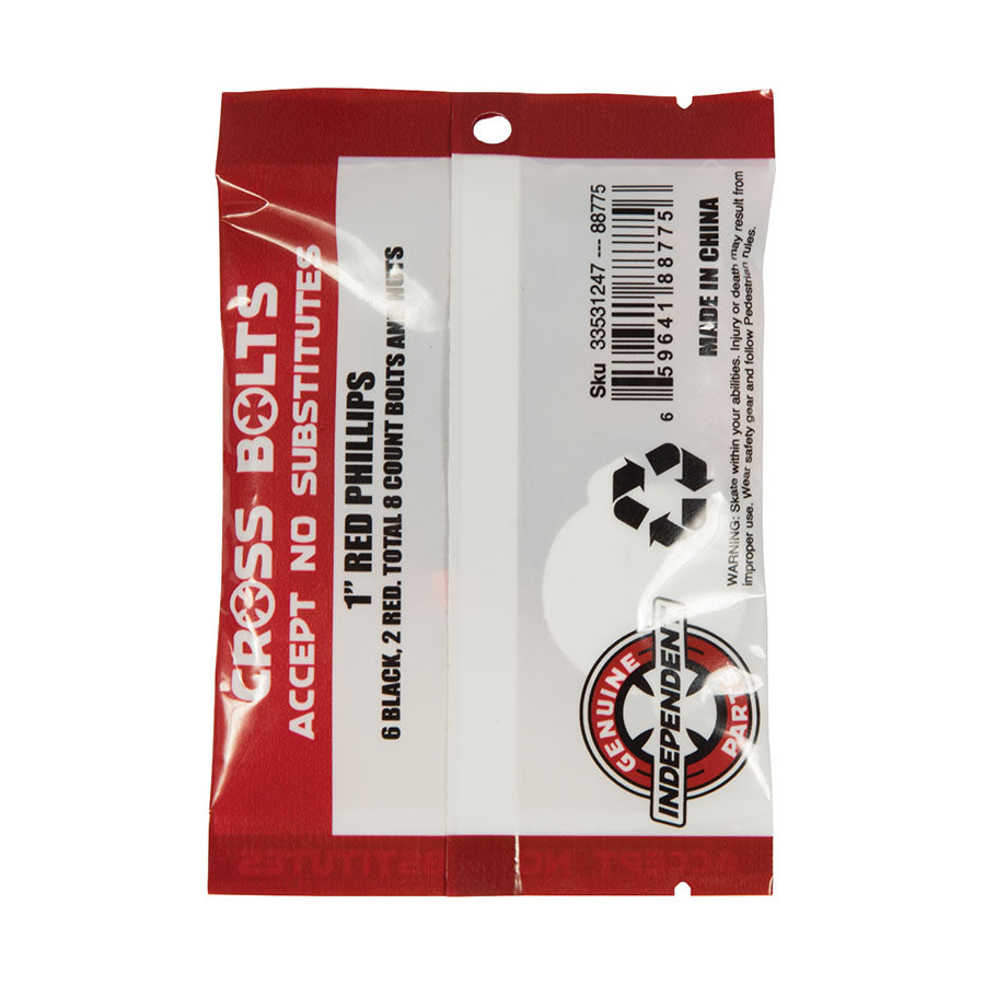 Independent Truck Co. Genuine Parts 1" Black/Red Skateboard Mounting Hardware