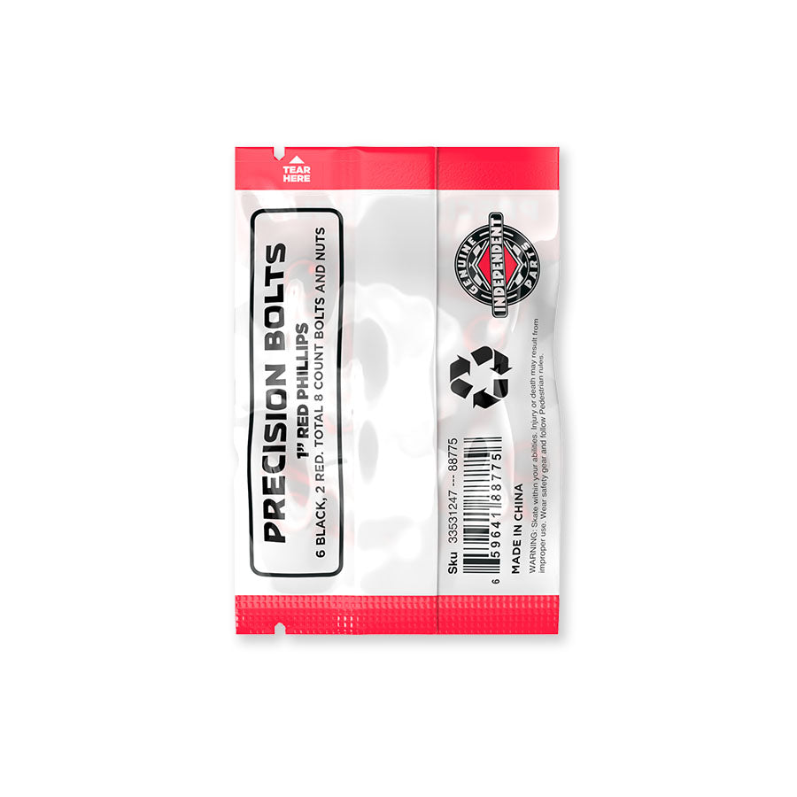 Independent Truck Co. Genuine Parts 1" Black/Red Skateboard Mounting Hardware