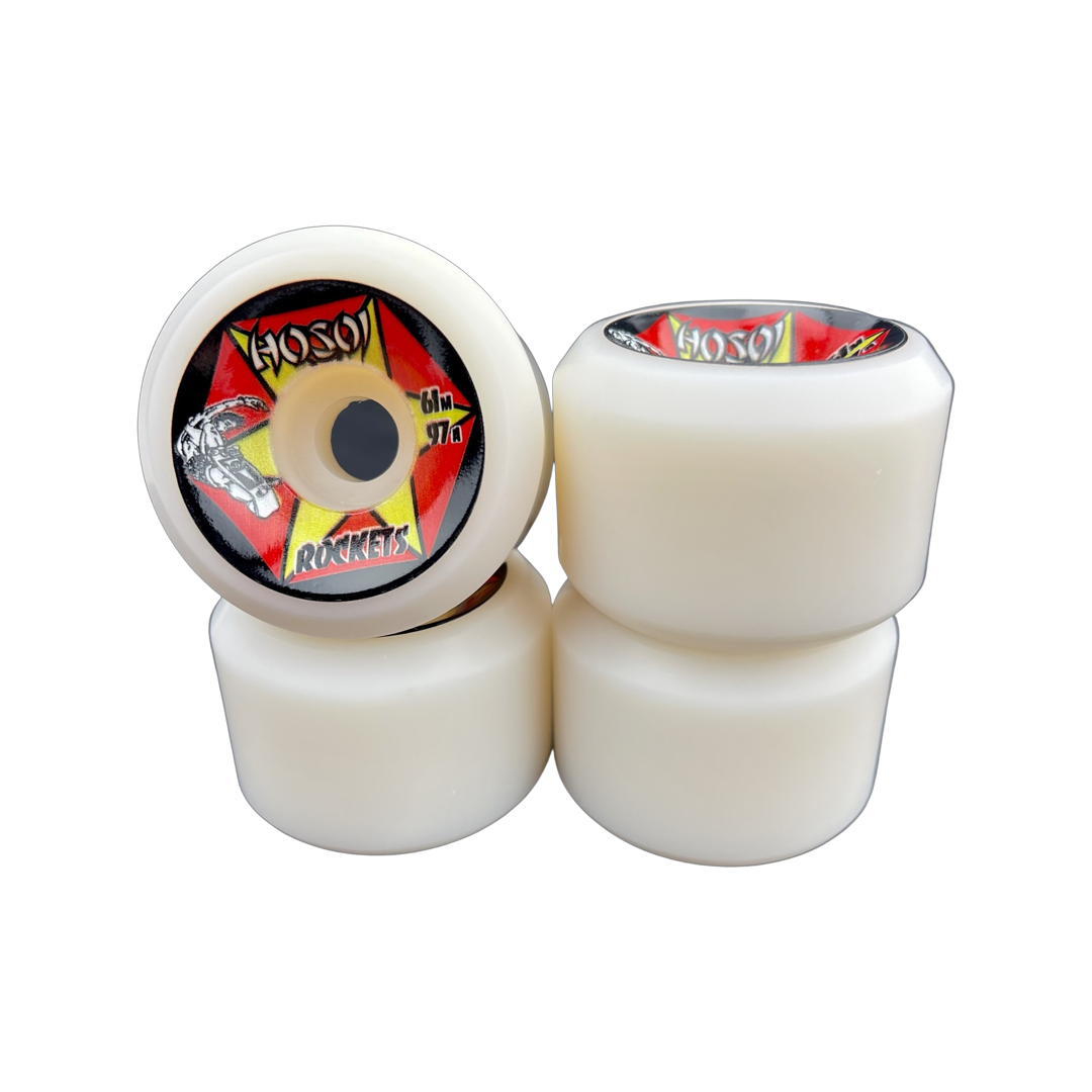 Hosoi Rockets 61mm 97A White Skateboard Wheels