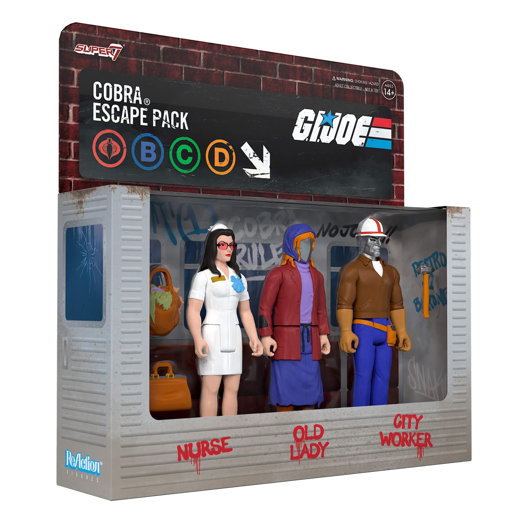 Super7 x G.I. Joe Cobra Escape Pack ReAction Figure Set 3 pk