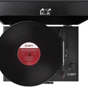 Ion Motion Portable Suitcase Turntable Vinyl LP Record Player With Built-In Speakers