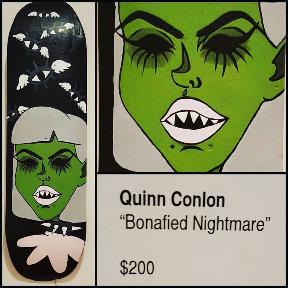 Skateboard Decks Quinn Conlon "Bonafied Nightmare" original art skateboard deck - TheDarkSlide